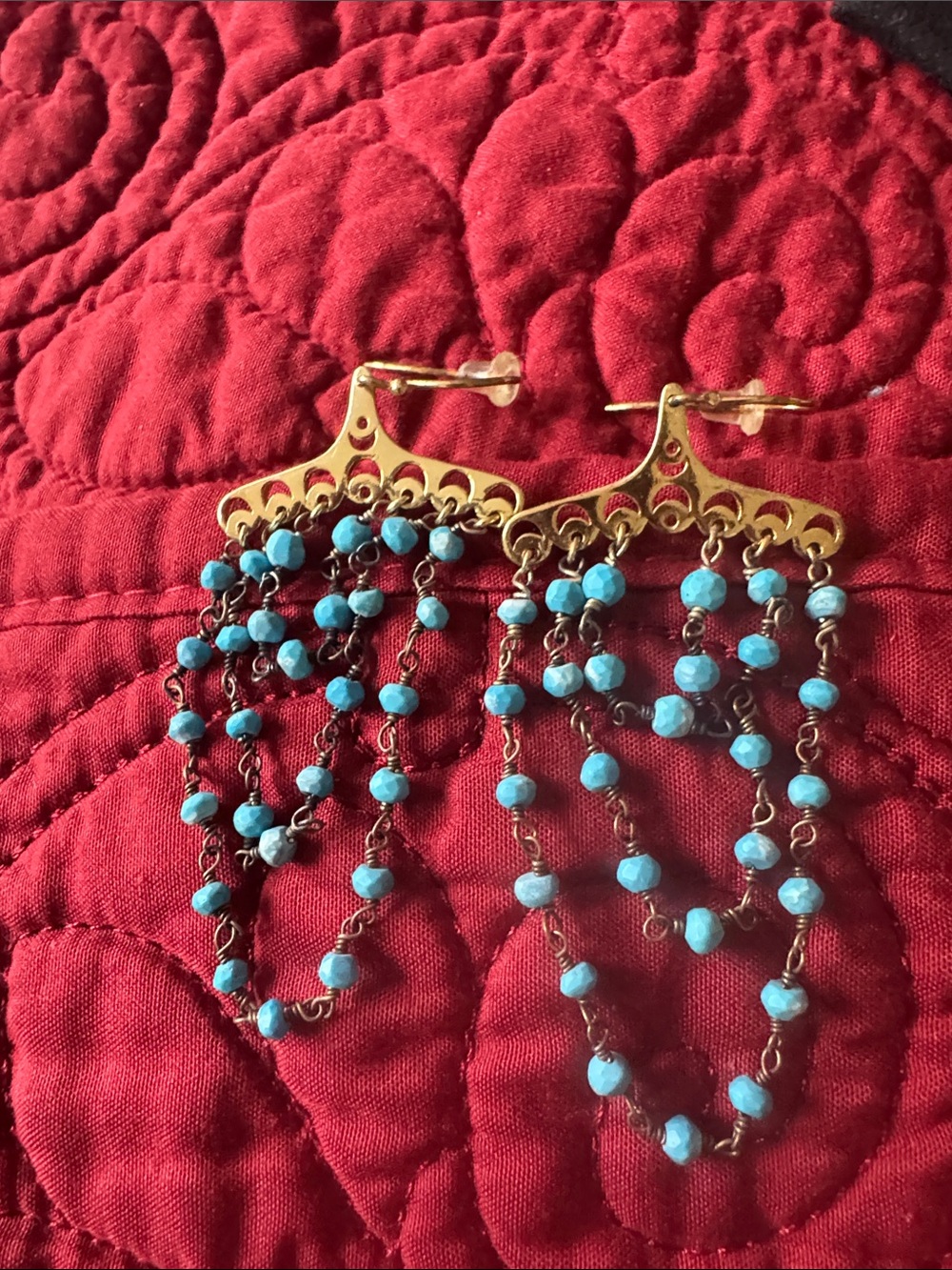 Argento Vivo Gold-Tone Chandelier Earrings with Turquoise Beads